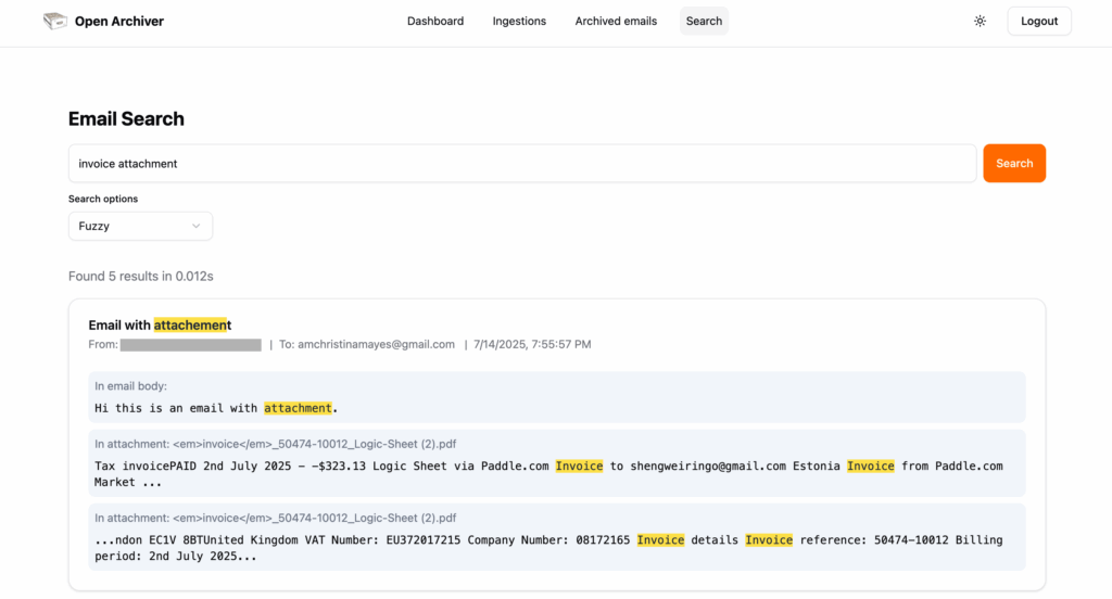 open archiver search