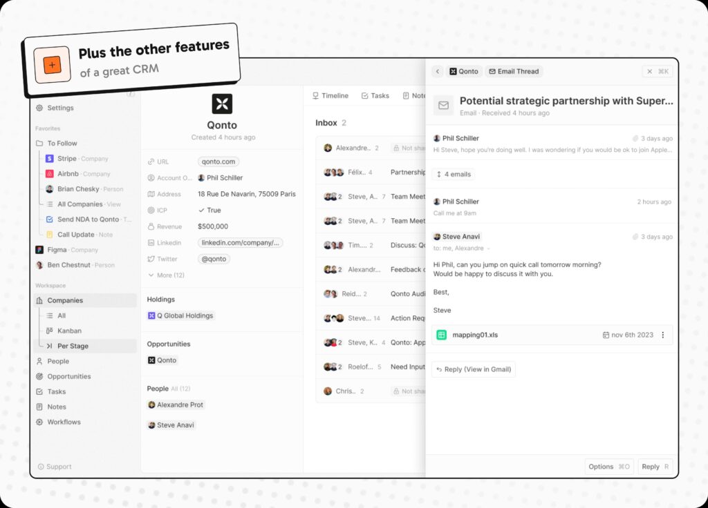 twenty crmplus other features light