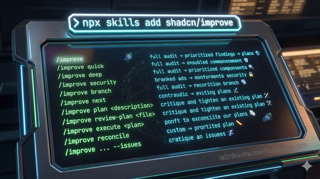 shadcn/improve: el repo abierto y gratis que convierte la IA de código en planes ejecutables 1 npx skills improve