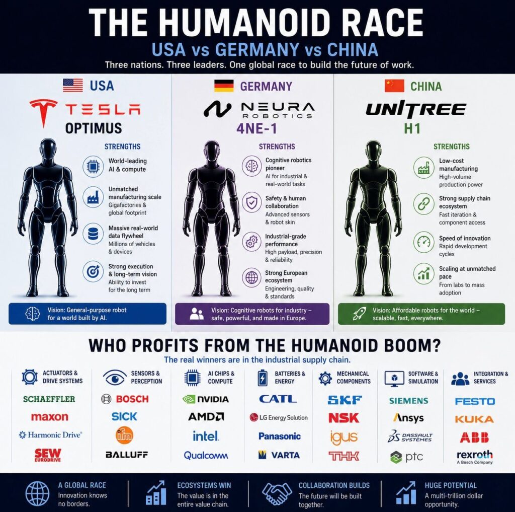 De race van humanoïde robots wordt niet alleen door iemand die het robot verkoopt gewonnen de humanoïde race