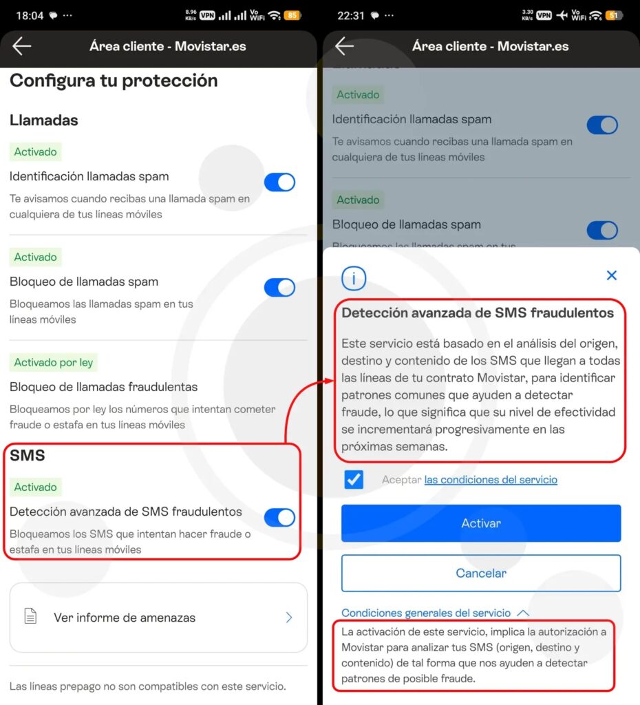 Movistar prueba un filtro de SMS con IA: más seguridad a cambio de permiso 1 configuracion sms spam ia movistar