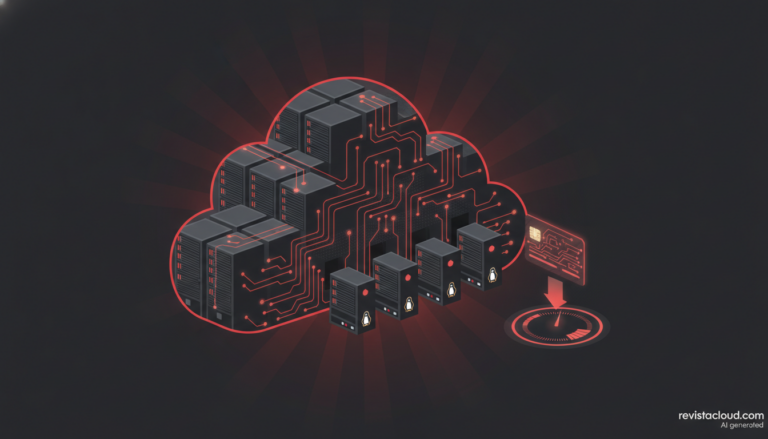 Ilustración de servidores Linux conectándose a una nube con un contador de facturación