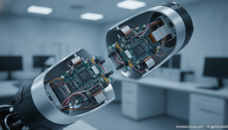 Articulación de un robot humanoide con placas electrónicas y chips de control de motor