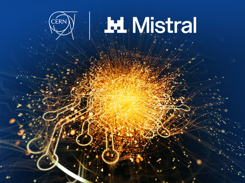 Logotipos del CERN y Mistral, que se alían para desarrollar IA para la ciencia