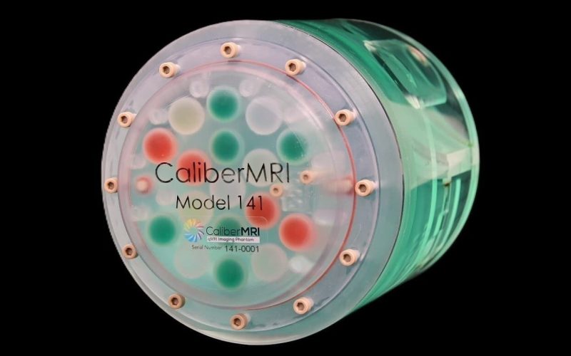 CaliberMRI's qDisc (quantitative Dual Imaging Standardization Compartment) - Model 141 with T1, T2, ADC and PD spheres.