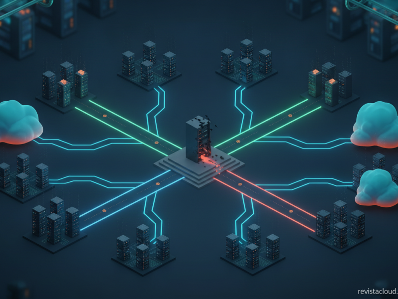 Ilustración de un centro de datos con múltiples caminos hacia distintas plataformas de virtualización