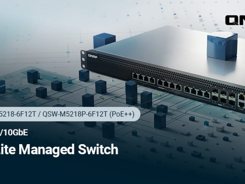 Switches QNAP QSW-M5218 con puertos 10GbE RJ45 y enlaces ascendentes 25GbE SFP28
