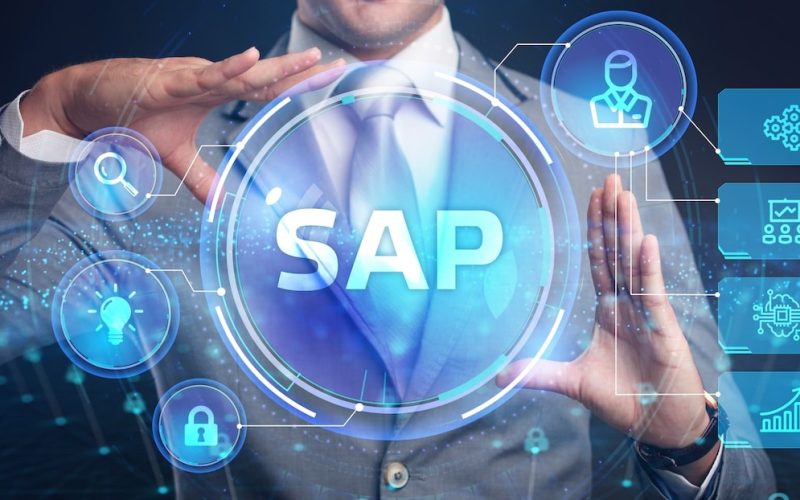 SAP System Software Automation concept on virtual screen data center. Business, modern technology, internet and networking concept