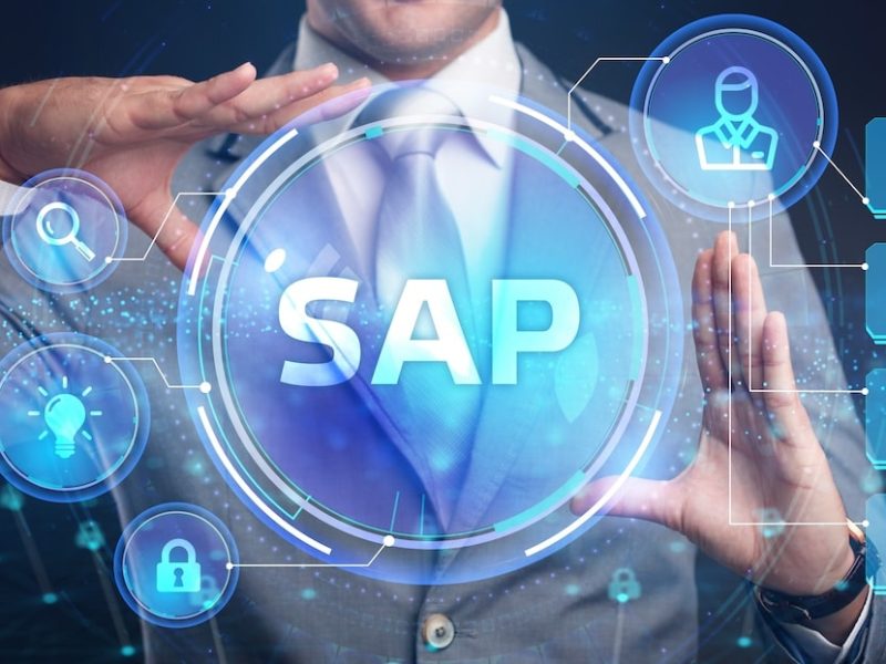 SAP System Software Automation concept on virtual screen data center. Business, modern technology, internet and networking concept