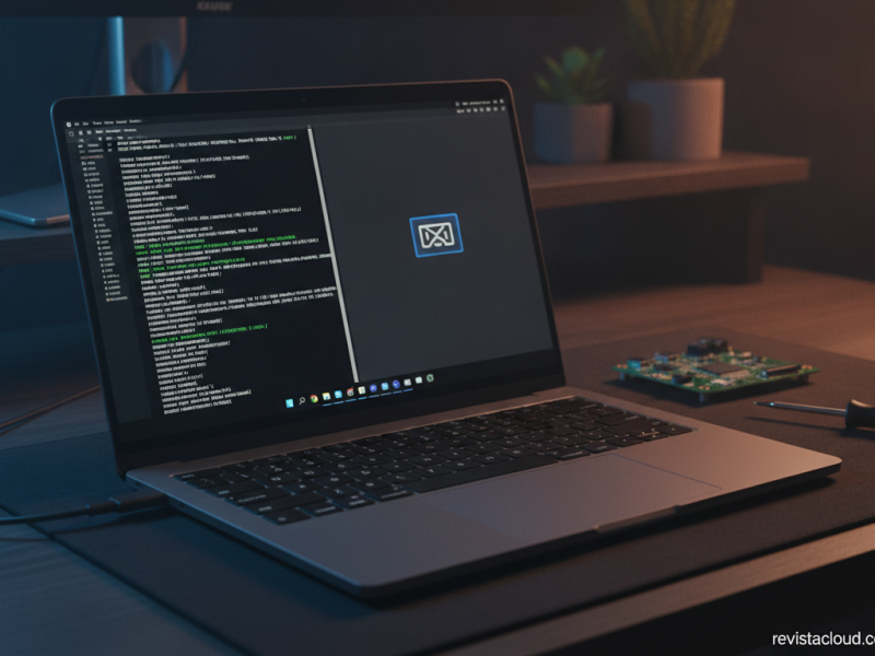 Portátil con Snapdragon arrancando macOS mediante un cable USB-C