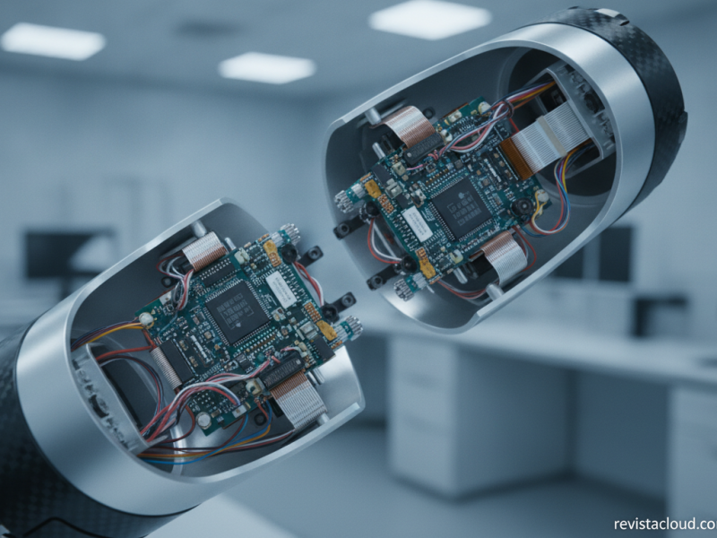 Articulación de un robot humanoide con placas electrónicas y chips de control de motor